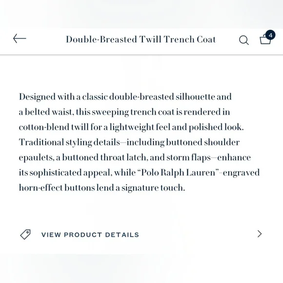 Polo Ralph Lauren Double-Breasted Twill Trench Coat - Picture 8 of 12